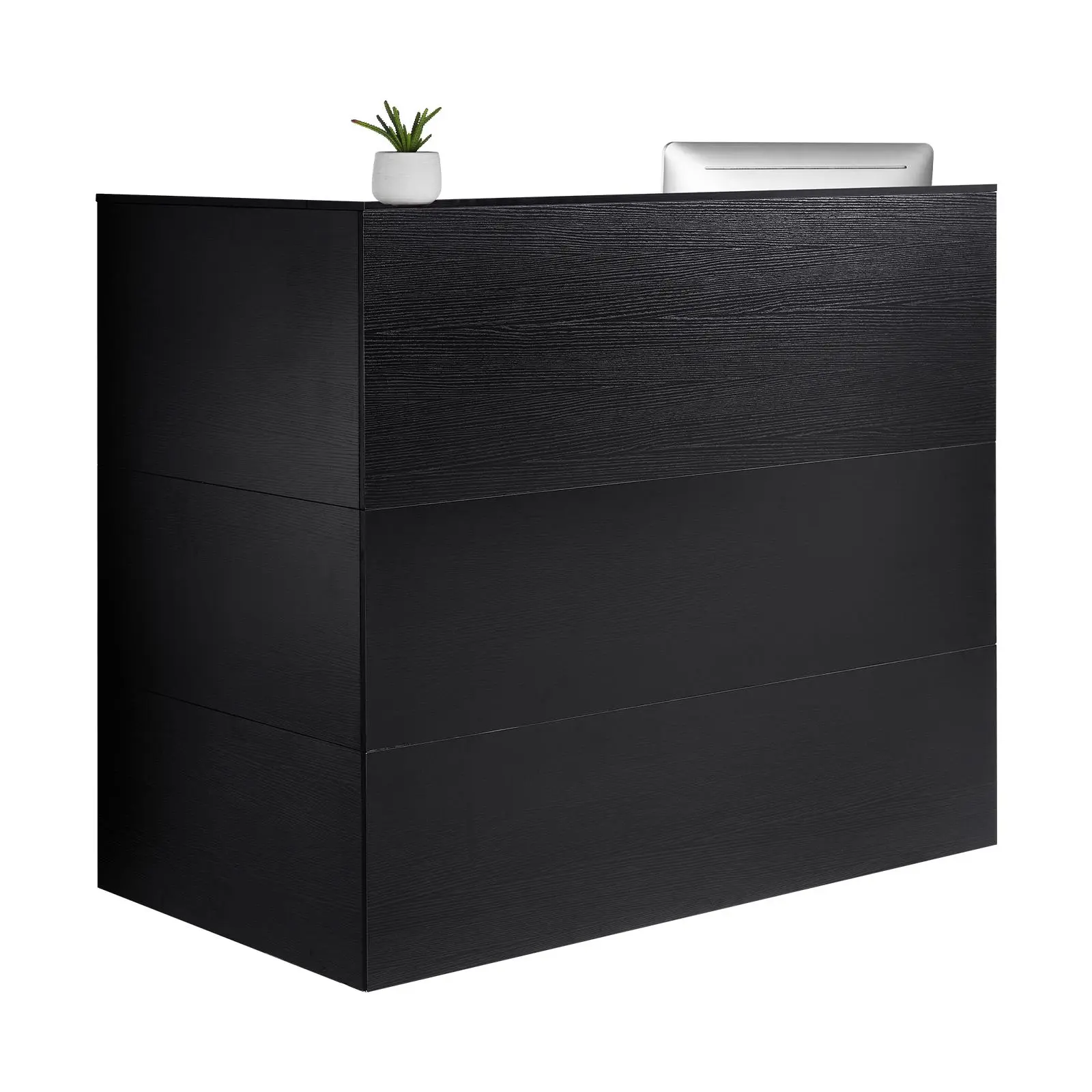VEVOR 55Inch L-Shaped Reception Desk, Durable Waterproof Commercial Office Front Counter with Drawer, Keyboard Tray & Storage Cabinet, Assembly Required for Lobby & Office Checkout, With Drawers