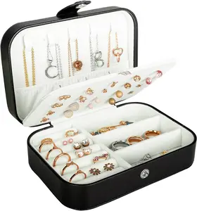 Travel Jewelry Box, PU Leather Small Jewelry Organizer for Women Girls, Display Storage Holder Boxes for Stud Earrings, Rings, Necklaces, Bracelets.