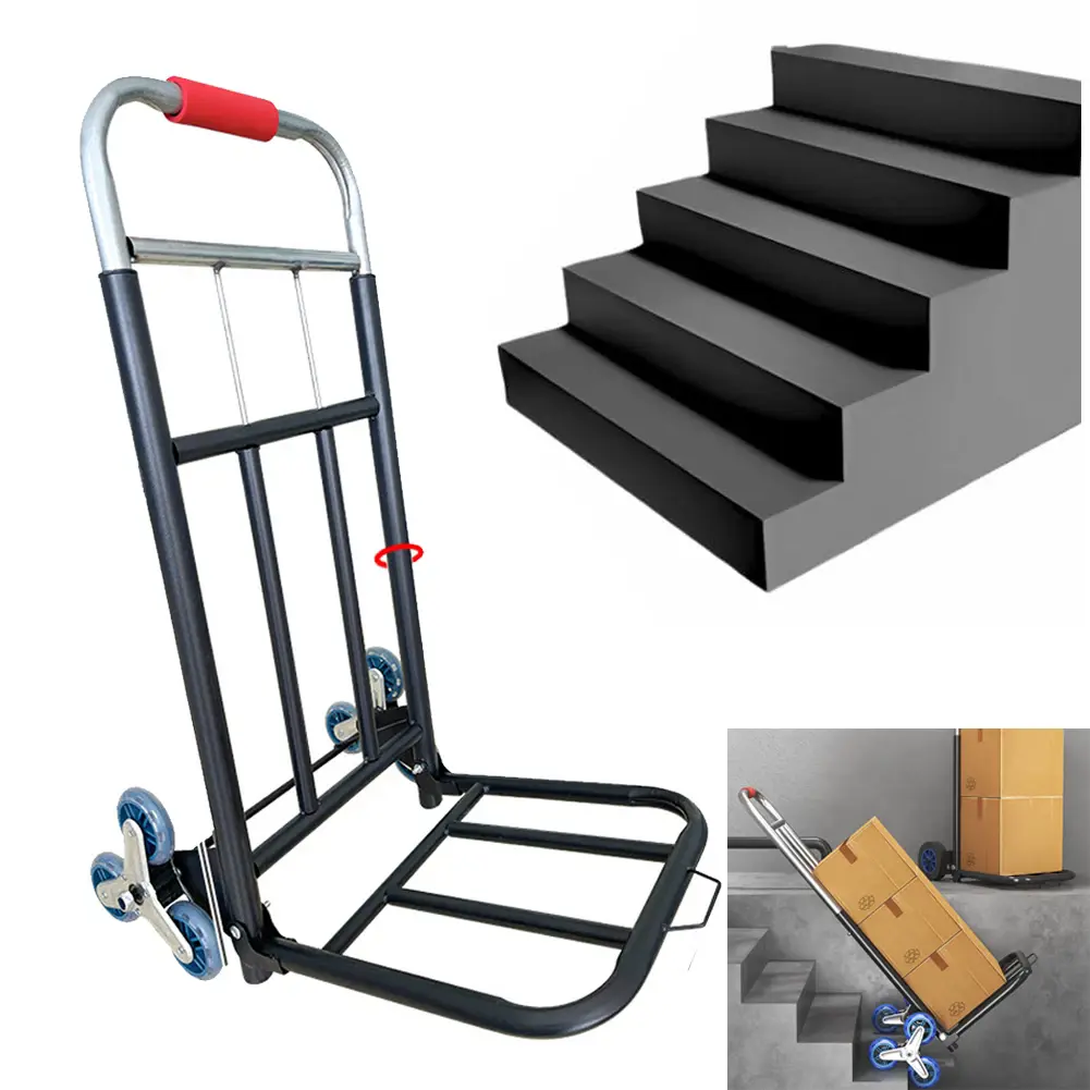 Heavy-duty Foldable Trolley Carrier - Adjustable Buckles, Stair Climbing Wheels, Cargo Lifting Function - Home Organizer for Transporting Goods, Moving