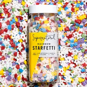 Supernatural Rainbow Starfetti Natural Star Sprinkles - No Artificial Dyes, Soy Free, Gluten Free, Vegan, 3oz