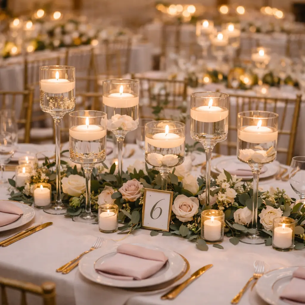 SET OF 12 Glass Cylinder Candle Holders Long Stemmed Tealight Candlestick Holders Wedding Centerpieces 12 14 16 Clear Glass 4 of Each Size