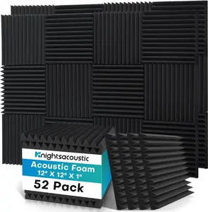 Sound Proof Foam Panels For Walls  52 Packs Noise Reduction Foam Panels 1" x 12" x 12" 12 Grooves. Acoustic Panels Foam Panels for room decoration, ideal for creators, streamers, and gamers. No adhesive
