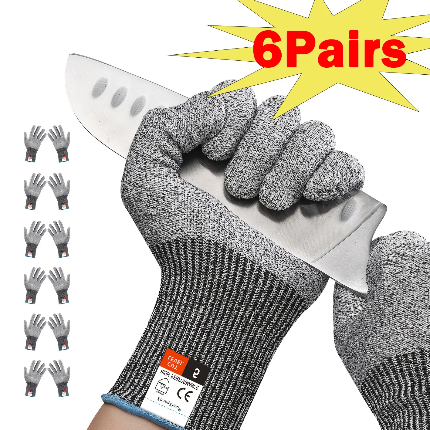 3-pair/6-pair pack heavy-duty durable cut-resistant work gloves - suitable for gardening, landscaping, construction, automotive, and warehouse use - durable, soft, ambidextrous design.