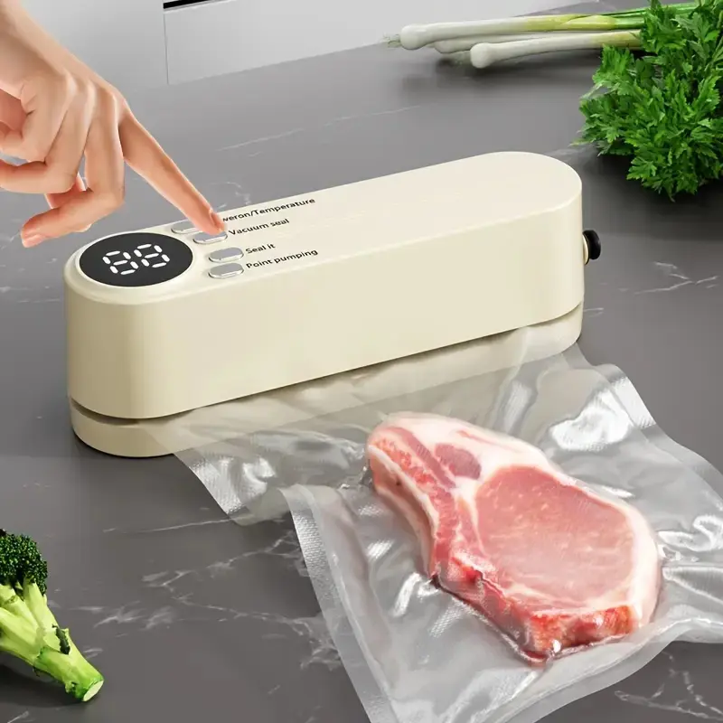 1pc Wireless Automatic Food Sealer - Portable Multi-Functional Vacuum Sealer for Long-Term Food Preservation, External Suction & Inflation, Compact & Easy-to-Use, Ideal for Kitchen & Outdoor Use, Cordless Vacuum Sealing, Wireless Vacuum Pump