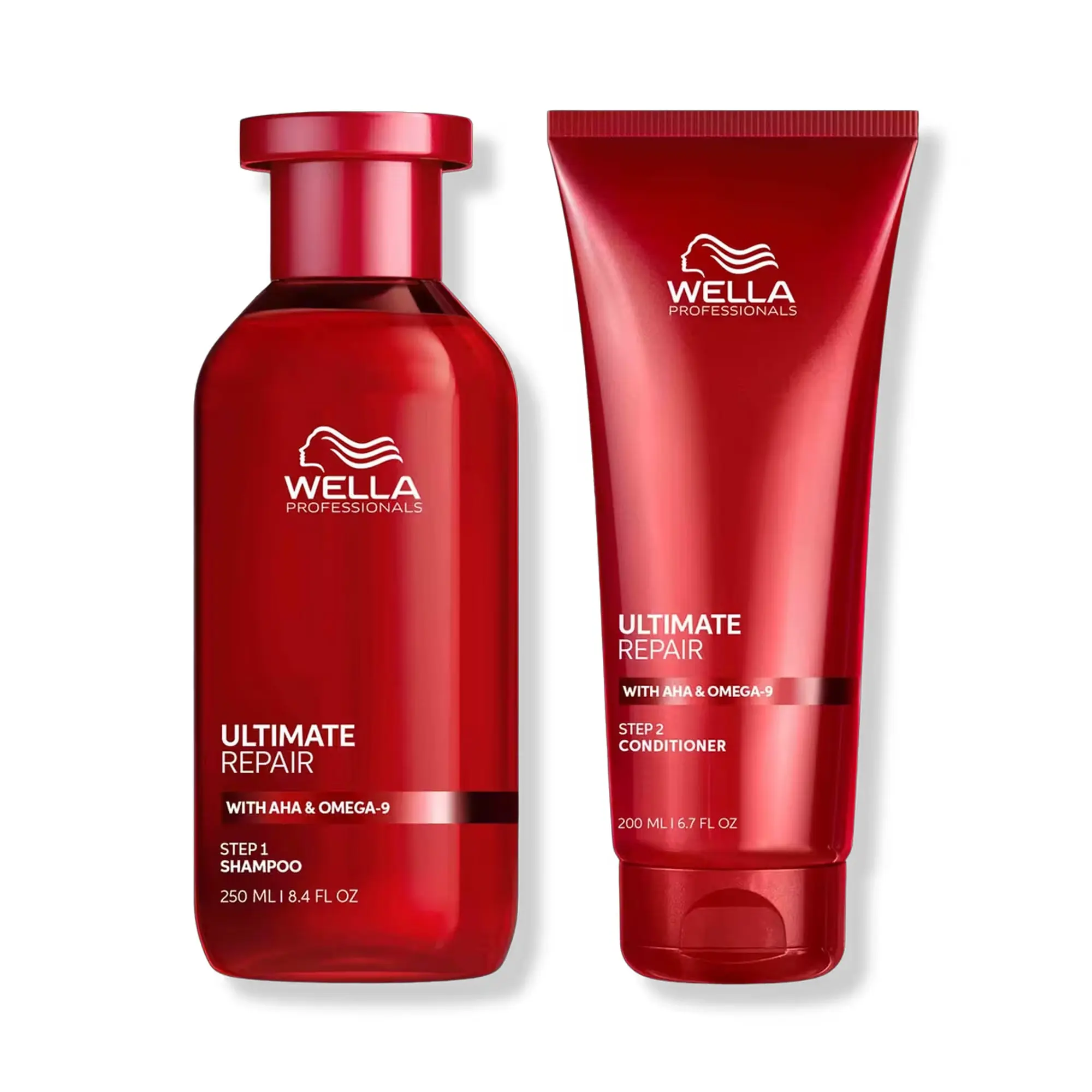 Wella Ultimate Repair Haircare Duo - Shampoo Cleanser, Conditioner with AHA for Hair Restoration & Radiant Results, Restore, Cream