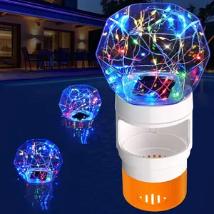 Solar Chlorine Floater,Pool Chlorines Floater with Colorful Lights,Chlorine Floaters with Diamond Shapes,Adjustable Flow Floating chlorines Dispenser for Pool,Hot Tub Chlorines Floaters Orange outdoorfun garden decor outdoorfun