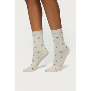 Embroidered Rose Socks