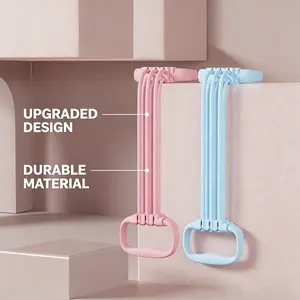 TPE Elastic Exercise Band Set - Adjustable Resistance Bands for Home Gym Pilates & Yoga Fitness Equipment for Women Workout Accessory 6-Speed Non-Slip Grip Pink Color