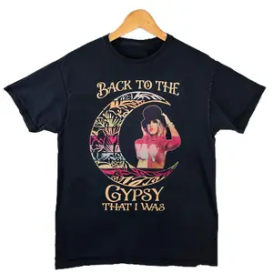Women's Stevie Nicks Print Cotton Short-Sleeve Loose-Fit 70s Classic Rock Top, t2214