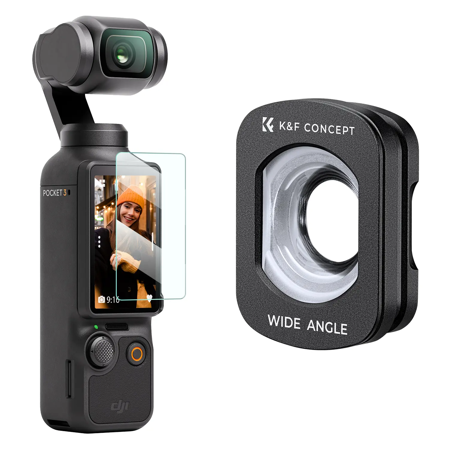 【DealsForYouDays】[K&F CONCEPT] (Only include lenses)Wide-Angle Lens Compatible with DJI Osmo Pocket 3, Magnetic Attach/Multi-Coated/Optical Glass