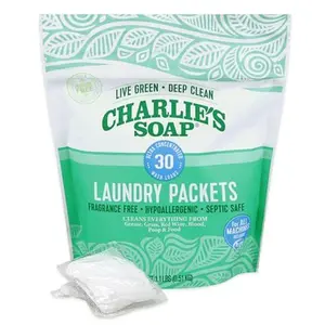 Charlie’s Soap – Fragrance Free Powdered Laundry Detergent Packets – 30 Pods (1 Pack)…