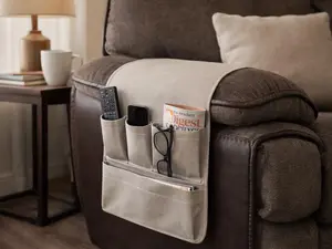 CouchCaddy 4-Pocket Armrest Organizer for Sofa & Chair – Couch Caddy Remote Holder, Book & Magazine Storage, Sofa Arm Organizer for Remotes, Tablets & Pens – Non-Slip Couch Armrest Storage for Living Room, Recliner & Loveseat