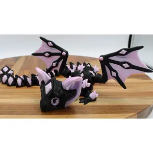 Amaryx - Umbral Flutter Bat-Inspired Wings Lilac Gemstone Ridges Midnight Black Sculpt Fully Articulated 3D Printed PLA+ Dragon Figurine