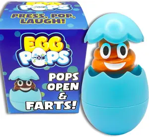 Easter Egg Pops Farting Toy – Pops Up & Farts, Easter Basket Stuffers for Teens & Kids, Interactive Poop Character in Egg Shell, Silly Novelty Gag Gift for Boys & Girls, Easter Toys Essentials (Blue)