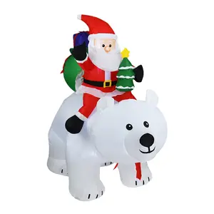 Inflatable Santa Riding Nodding Bear – Light-Up Christmas Outdoor Holiday Decoration