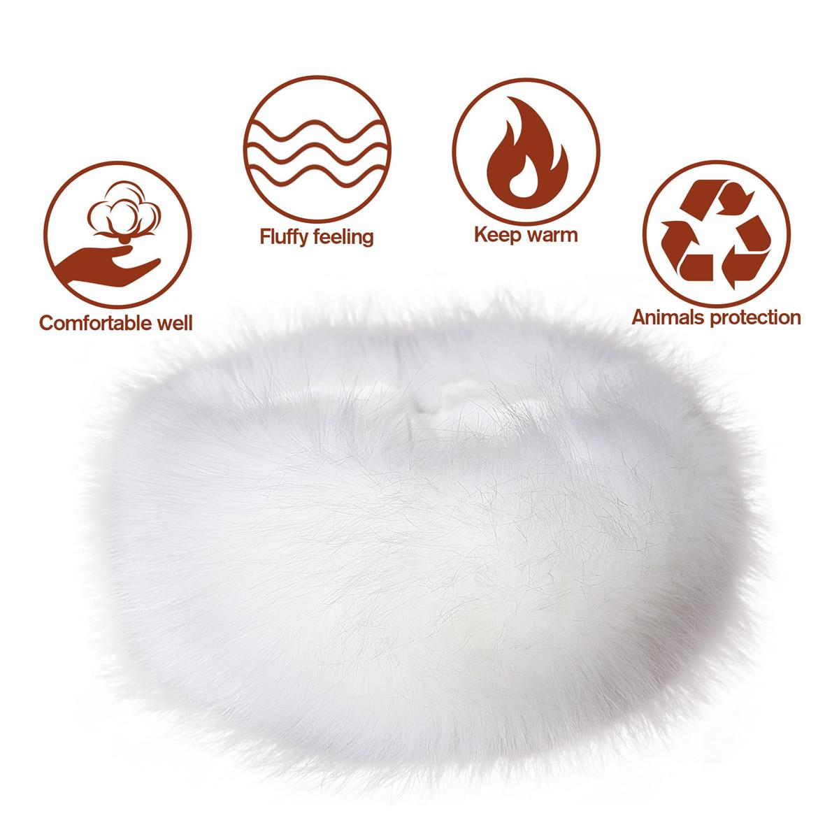 AWAYTR Womens Faux Fur Headbands with Elastic Band Winter Earwarmer Earmuff for Cold Weather Furry Costume