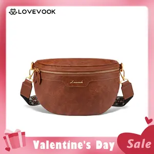 【Valentine's Day Gift】LOVEVOOK TikTokShopBlackFriday Fanny Packs for Women Cross Body, Vegan Leather Belt Bag for Women, Waterproof Sling Purse Fashion Waist Pack Designer Chest Bum Bag with Boho Style Strap TikTokShopJumpstartSale