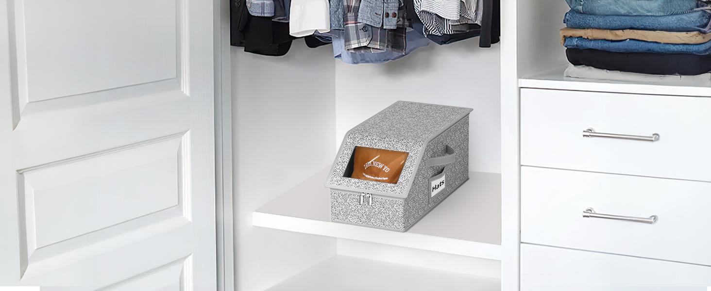 【Father's Day Gift】Stackable Baseball Cap Storage Box, Holds Up to 24 Hats – Durable Foldable Cardboard Organizer, Large Capacity Hat & Toy Storage Solution, Versatile Home & Bedroom Organizer, Dustproof, Space Saving