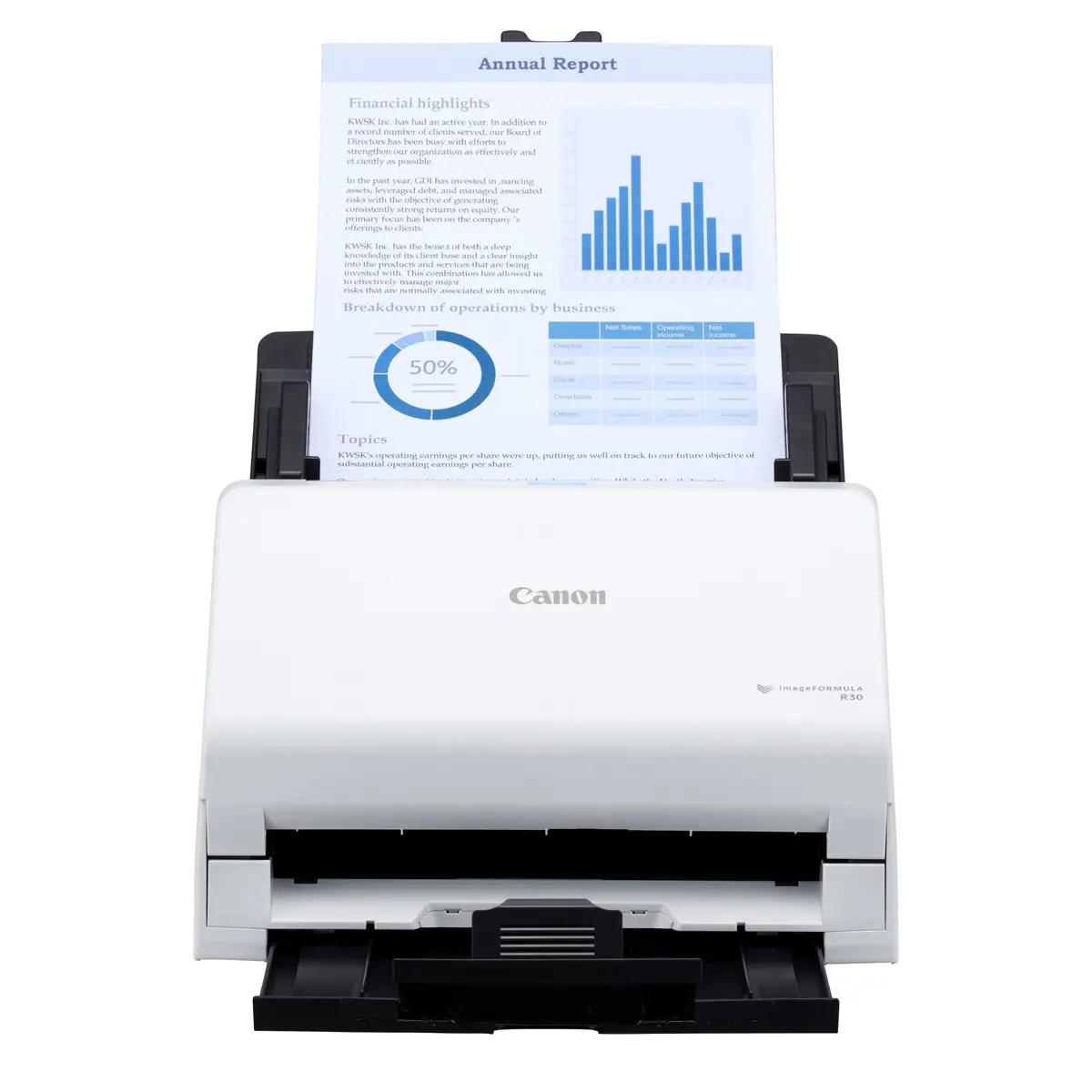 Canon imageFORMULA R30 Compact Office Document Scanner - Auto Detect Feature, Ideal for Small Offices