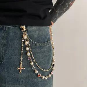 Hip Hop Punk Jeans Pocket Wallet Chains | Layered Gold Silver Streetwear Pants Chain for Men, Fashion Statement Jewelry Accessory