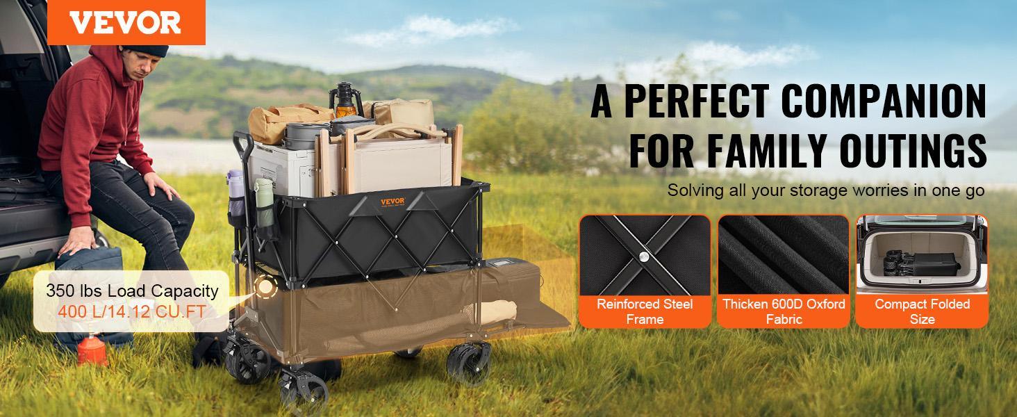 【FathersDayGift】VEVOR Foldable Double Decker Wagon, Collapsible Wagon Cart with All-Terrain Wheels, Heavy Duty Folding Wagon Cart for Camping, Shopping, Garden, 52" Extra Long Extender 【FathersDayGift】VEVOR Foldable Double Decker Wagon, Collapsible Wagon Cart with All-Terrain Wheels, Heavy Duty Folding Wagon Cart for Camping, Shopping, Garden, 52" Extra Long Extender