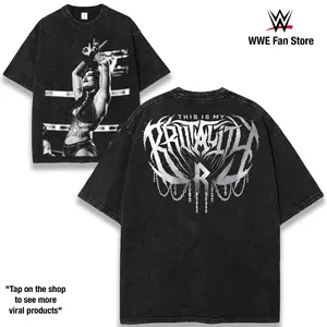 Rhea Ripley WWE Washed Oversized Cotton Graphic Tee – Vintage Wrestling Graphic T-Shirts for Streetwear Fans  Menswear
