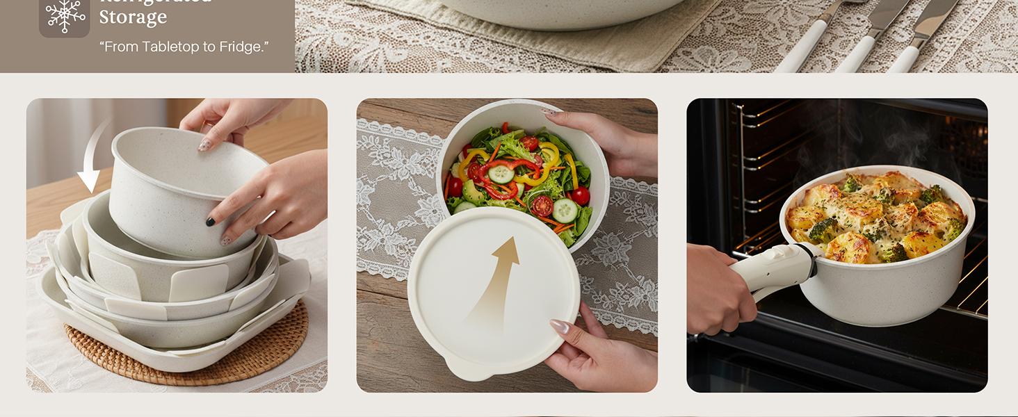 【Top Seller】USELUCK 20 Pcs Detachable Handle Non-Stick Cookware Set with Stackable Pots and Pans, Oven Safe, Healthy RV Set with Frying Induction Lids Kitchenware