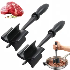 LMMAKE Professional Meat Chopper & Hamburger Patty Maker - Heat-Resistant, Ergonomic Design, Multifunctional Tool for Efficient Ground Meat Preparation & Potato Mashing, Safe for Non-Stick Cookware