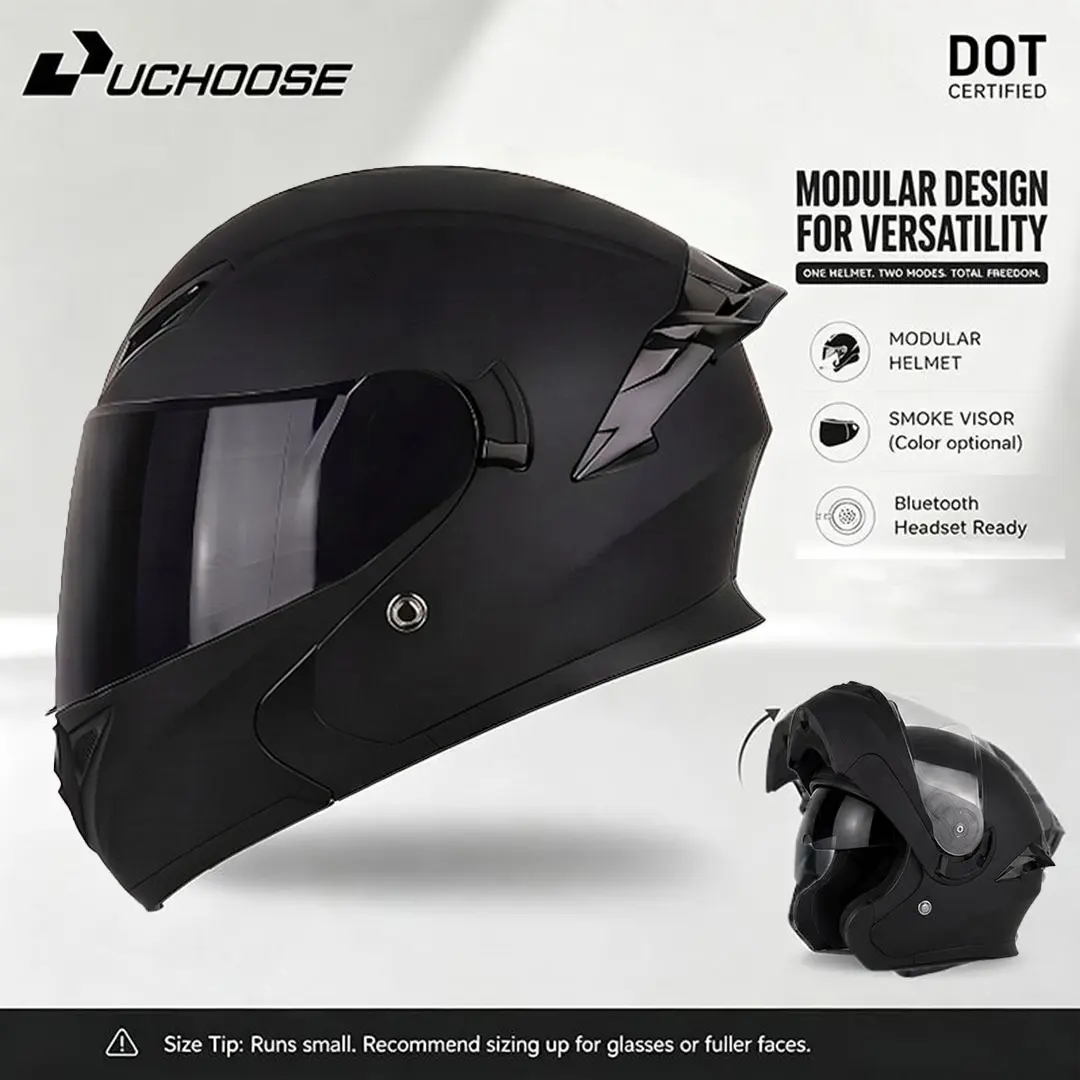 Lightweight Flip Up Modular Motorcycle Helmet with Dual Visor, DOT Certified Motorcycle Helmet for Commuting & Highway Riding
