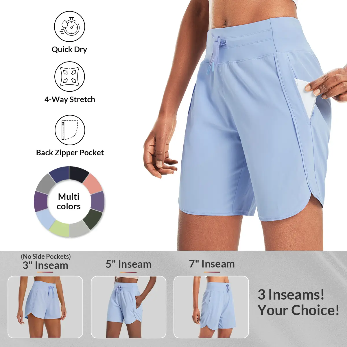 [Clearance] baleaf Women's High-Waist Quick Dry Athletic Shorts (3"/5"/7" Inseam) - Women's Fashion Clothes for Gym, Beach Fit, Workout Routine, Casual Lounge