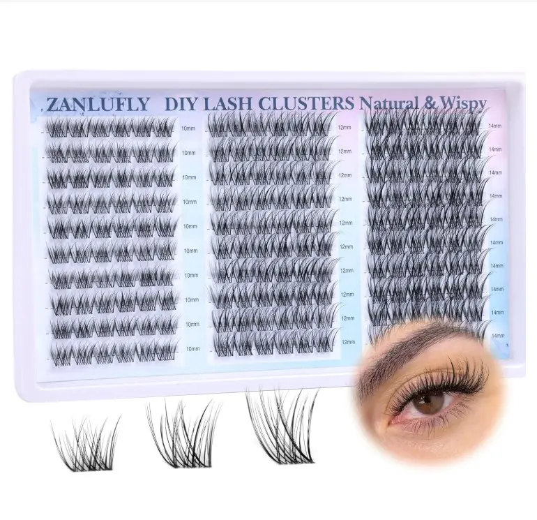 Lash Clusters Wispy Eyelash Clusters Natural CC-Curly Cluster Lashes zanlufly Wispy Individual Lashes 180Pcs Eyelash Extension 10 12 14MM DIY Lash Extension