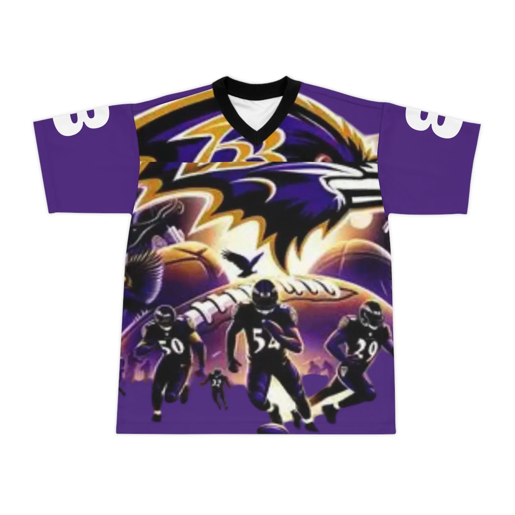 Ravens Football Jersey - Personalized Unisex Names "Jackson", "Defend What's Ours" All-Over Print, Polyester, Athletic Fit, Moisture-Wick Football Fashion Top