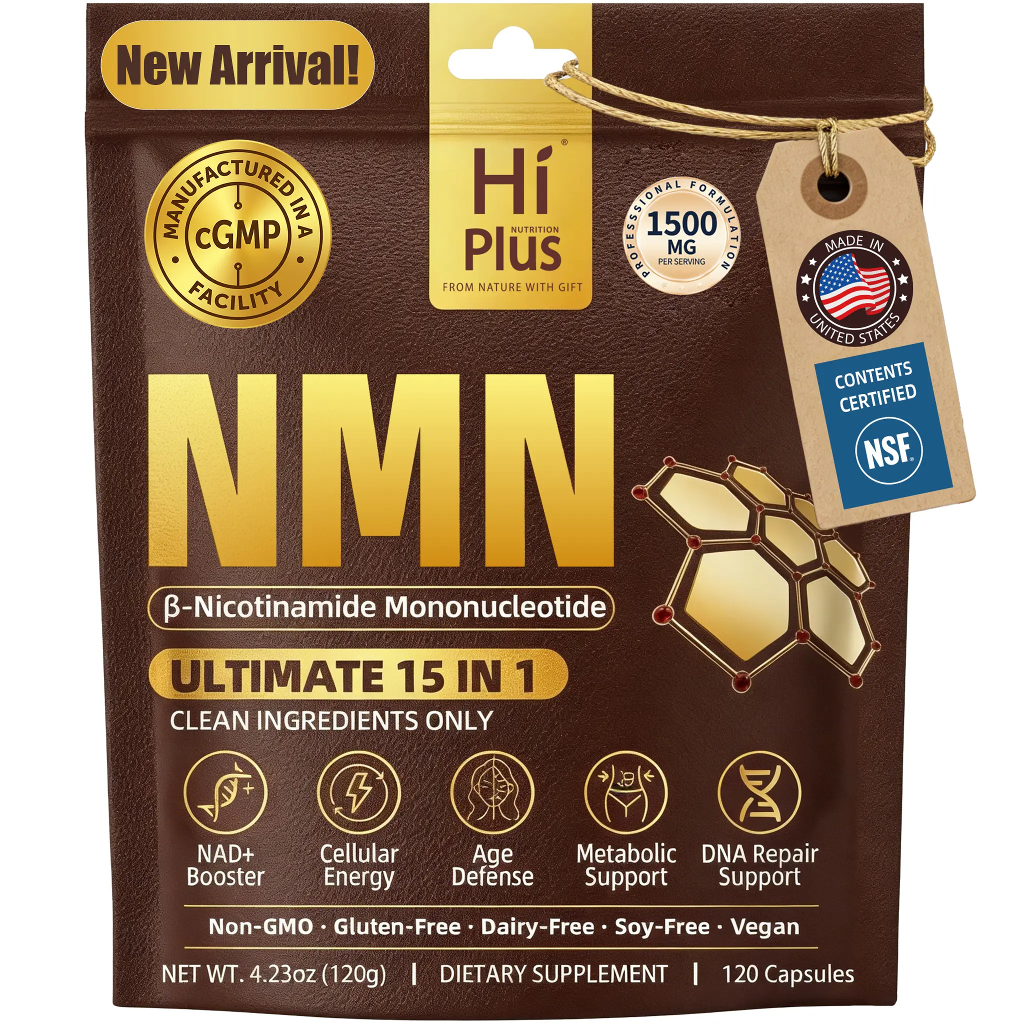 NMN Complex 1,500 mg per serving, 15-1 complex, NMN 500 mg with vitamin C, TMG, CoQ10, resveratrol, quercetin, and glutathione | Supports cellular energy and NAD+ levels — dietary supplement vitamins, healthcare | TikTok Shop Spring Glow Up