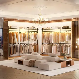 Unikito  Industrial Pipe Clothes Rack with RGB LED Lights, 6 Adjustable Hanging Rods, 1000 lb Capacity, Wall-Mounted Garment Rack for Walk-in Closet, Bedroom