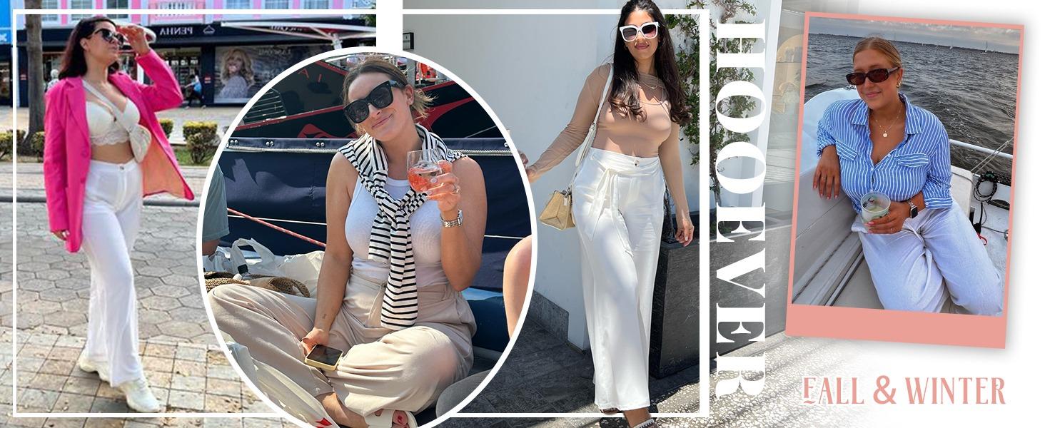 Molitree Women's Cotton Linen Wide Leg Pants High Waisted Loose Fit Casual Trousers with Button Up Breathable Summer Summervibes Travel Beach Pants Apricot
