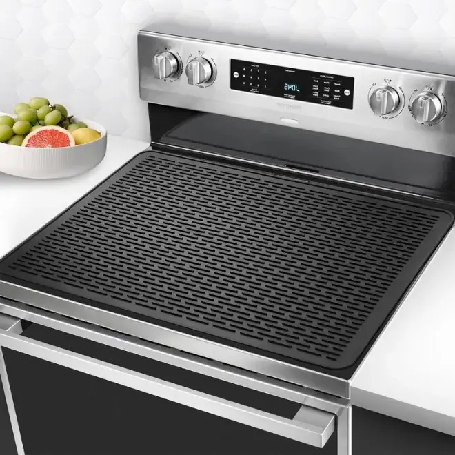 Stove Top Covers for Electric Stove – Silicone Glass Top Protector, Heat-Resistant Electric Stove Cover, Large Waterproof Flat Oven Mat for Kitchen Induction Cooker，Black-Grey,New Year Gift