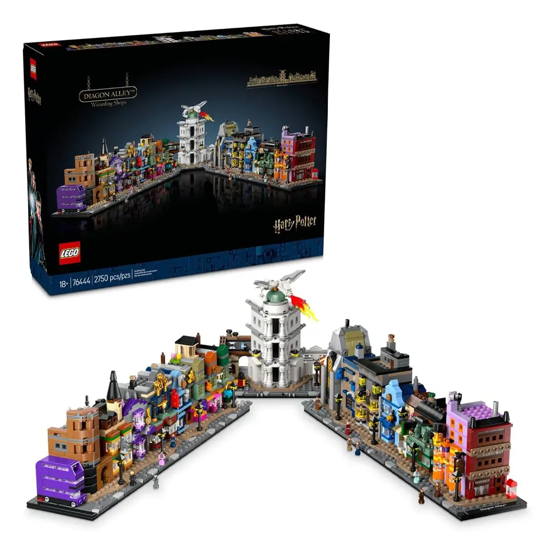 LEGO Harry Potter Diagon Alley Wizarding Shops Collectible Building Set (76444) - 2750-Piece Block Kit, Assembly Building Blocks, Building Model Kit, House Decoration Toy with Easter Eggs