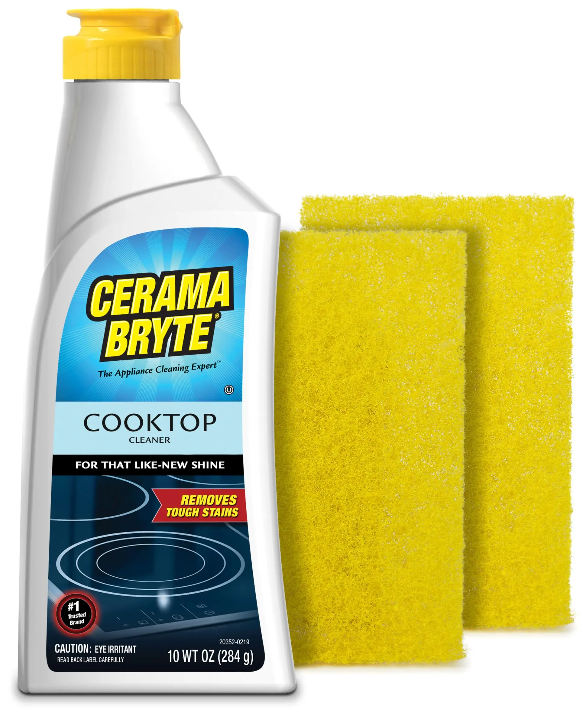 Cerama Bryte Combo Kit - Pads & 10 oz Powerful Cream Cleaner, Household Essential Cleaning Products for Glass-Ceramic Cooktops & Stovetops to Remove Tough Stains