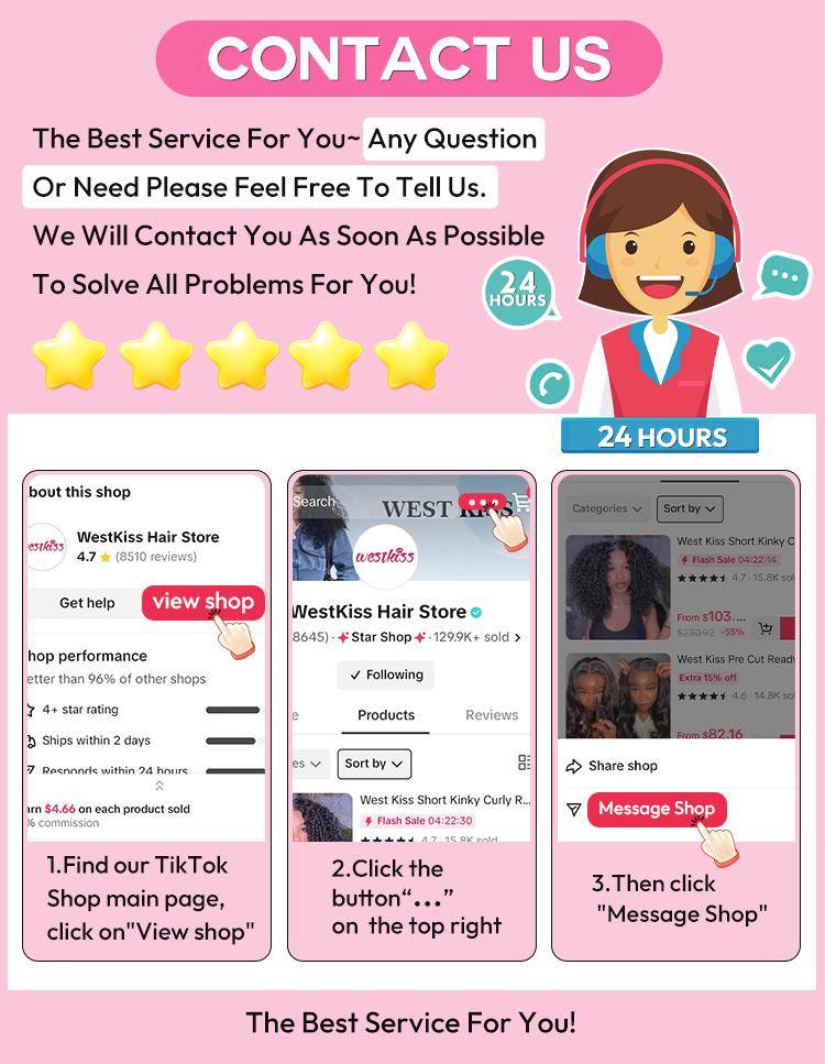 West Kiss Pre Cut Ready Go Glueless Wig Body Wave 7x4 Lace Closure Wig Human Hair 7x5 Closure Wig Bleached Knots Pre Plucked 250% Density Gluleless Wig For Women