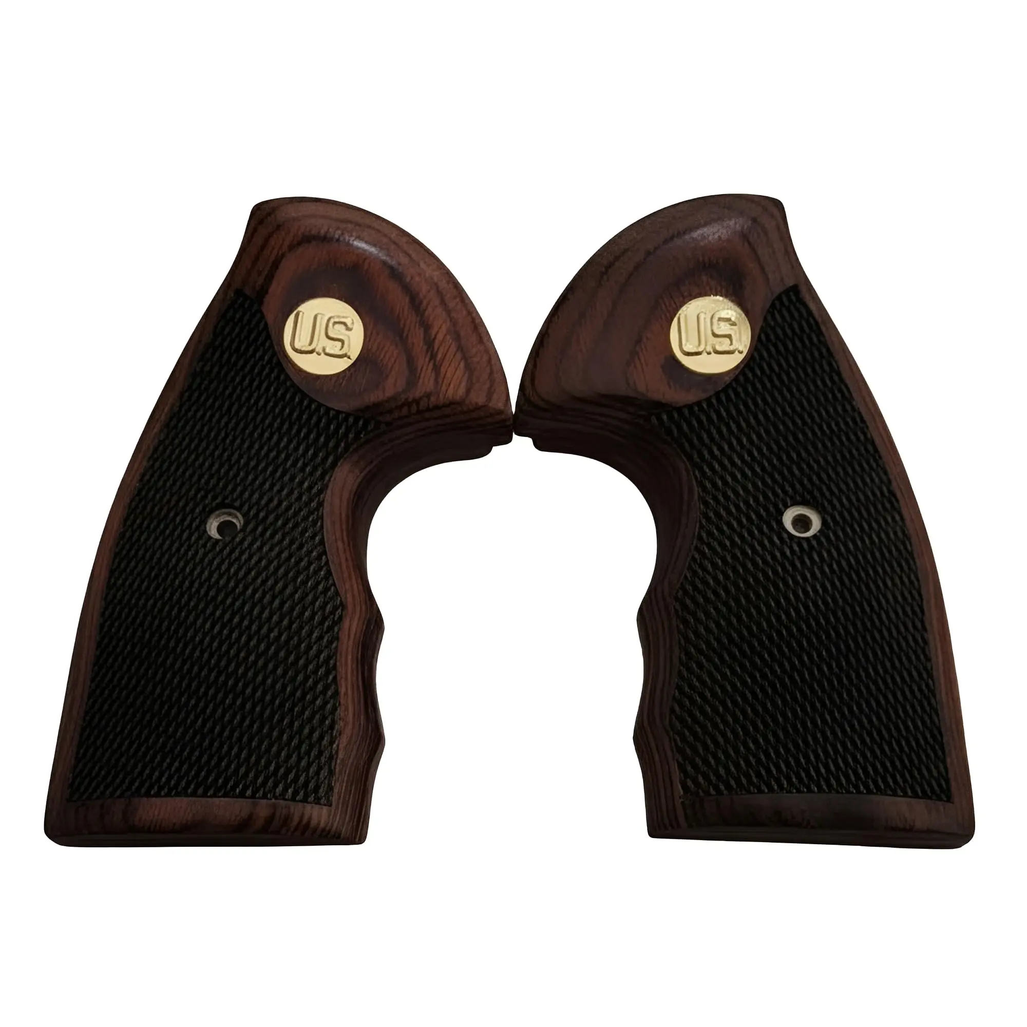 Colt Python Rosewood with Checkering Panels with a Gold Medallion with Raised U.S. Lettering for Colt Python
