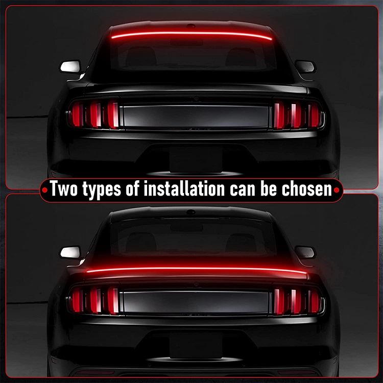 DIBMS Carbon Fiber Car Tail Light, LED Light Strip with Multiple Light Modes, Car Brake DRL Decoration Light, Turn Signal LED Car Tail Light,Carbon Fiber LED Light-Up Car Spoiler. Carbon Fiber LED Car Tail Light