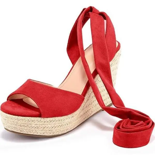 Womens Espadrilles Wedges Sandals Heels Open Toe Tie Lace Up Platform Ankle Strap Summer Dress Shoes Footwear Elegant tiktokshopbacktoschool