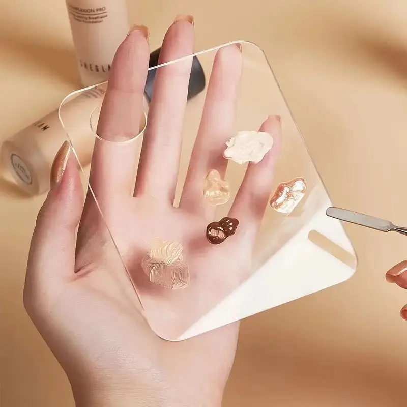 2pcs Acrylic Clear Makeup Color Palette, Professional Cosmetic Mixing Board, Nail Art Tool, Eyeshadow & Mascara Makeup, Artist Grade Pigment Blender, Facial Makeup Tool, Makeup Accessories, Makeup Tools Set, Makeup Tool Kit, Cosmetics Makeup Tools