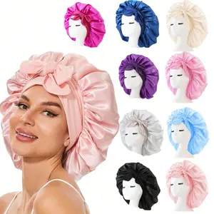 Satin Bonnet Silk Bonnet Adjustable Bonne for Sleeping Hair Bonnet with Tie Band Bonnets for Women and Men