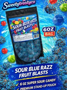 Blue Raspberry 6 OZ Sour Gushers Snack Candy - Sweet Bonbon viral sour Tangy Candies