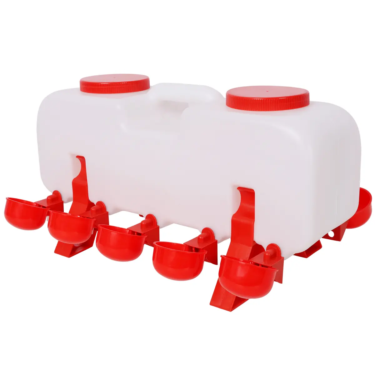 Semi-Automatic Poultry Feeder Waterer, 10-Cup 2.5in Spill-Reducing Design, Detachable Easy Cleaning, High-Toughness Resists Pecking/Cracks/Warping, 2.5gal Fewer Refills, Evenly Spaced, Handles Small-Medium Flocks, All-Season Farm Supply