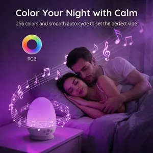 VAVA Night Light with 18 White Noise Sounds Machine for Adults and Kids, Bedside Sleep Companion Lamp with 8 RGB Colors, Stepless Dimming Touch Control, Soft Ambient Light for Relaxation, Anxiety Relief & Better Sleep, Eye Care