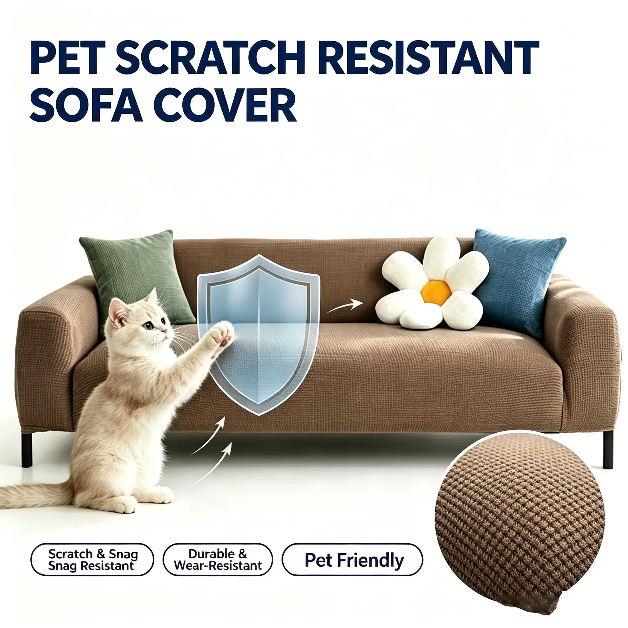 Solid color sofa covers, elastic and wear-resistant sofa covers, pet-proof sofa covers, Pet-Friendly Home Decor, washable sofa covers, reusable sofa covers, essential for pet owners
