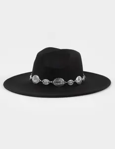 Jessa Concho Flat Brim Womens Cowboy Hat, Black