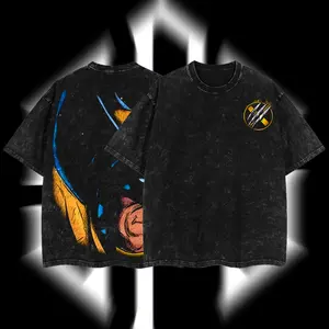 Superstyle Clawborn "Logan" Weapon X - The Mutants X-Team MCU superhero Comics Edition Double Printed Oversize Lightweight Acid Washed Tee Hoodie Sweater TV Series Graphic Design Top Cotton Streetwear Comic Superheroes T-Shirt Clothes Menswear Womenswear
